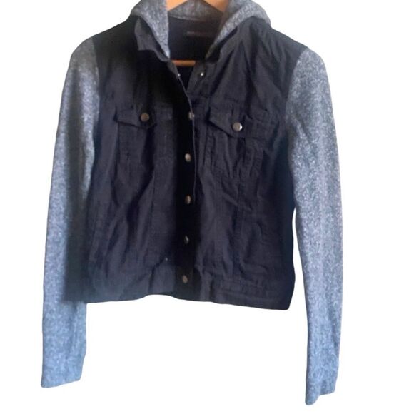 Basic Collection by Be Cool Black/Gray Denim Sweat Jacket. Size Small. - Picture 2 of 7
